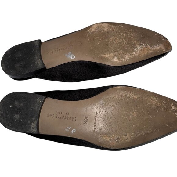 LAFAYETTE 148 Black Satin Slip On Mules 36.5 6.5 Hand Made in Italy Dress Shoes - Picture 7 of 8